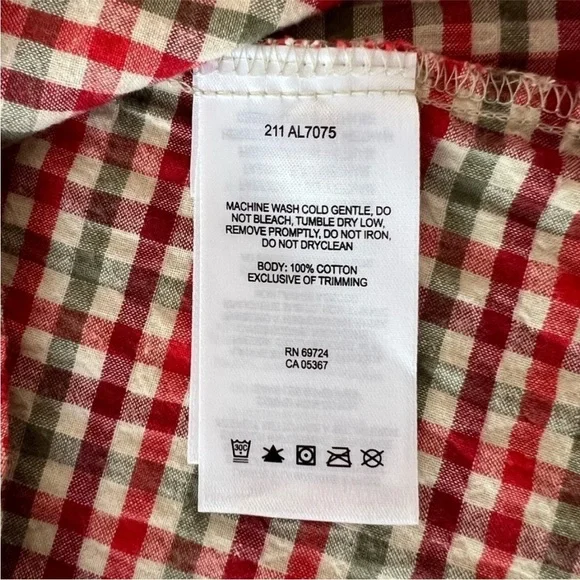 Columbia Plaid Button Down Shirt Crinkle Cotton 3/4 Sleeve L - Picture 8 of 10